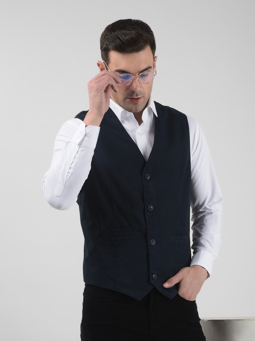 Numero Uno Men Solid Navy Waistcoat